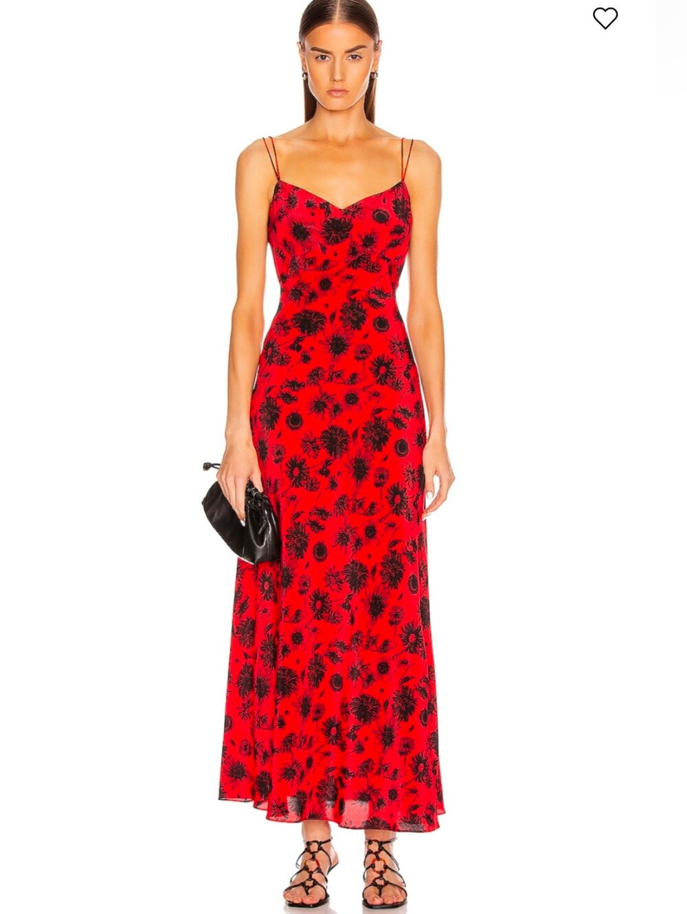 Les Reveries Maxi Slip Dress 100% Silk Crepe 8 Floral Dark Romance Whimsical